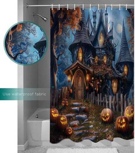 ZOE GARDEN Halloween Shower Curtain Set with Hook 72x84 1