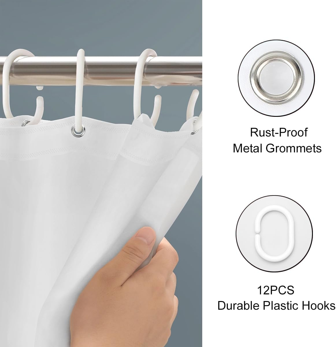 Cute Animal Shower Curtain Set with 12 Plastic Hooks