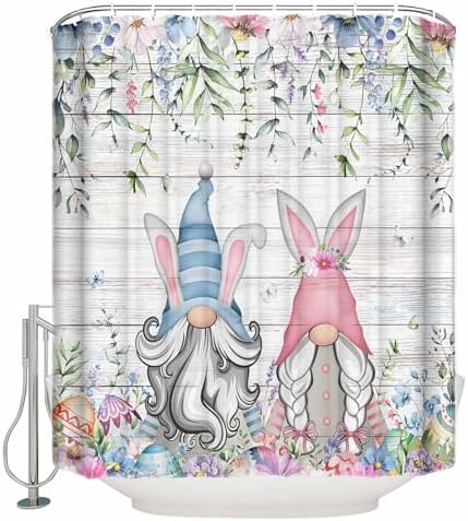 ZOE GARDEN Easter Gnomes Shower Curtain Set