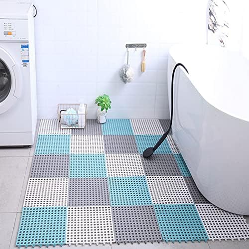 HUHJYUGE Non-Slip Square Shower Mat 12x12in with Drain Holes and Interlocking Design