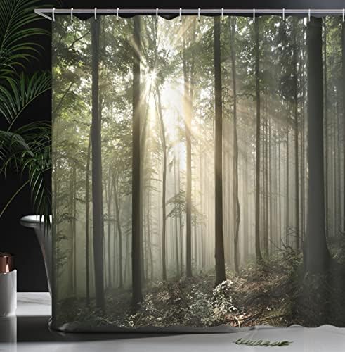 Ambesonne Forest Shower Curtain Set with 12 Hooks