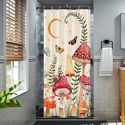 Zussun Mushroom Pattern Shower Curtain Set Beige