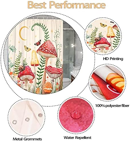 Zussun Mushroom Pattern Shower Curtain Set Beige