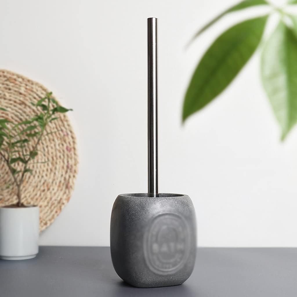 TOMYEUS Toilet Brush with Resin Holder Deep Cleaning