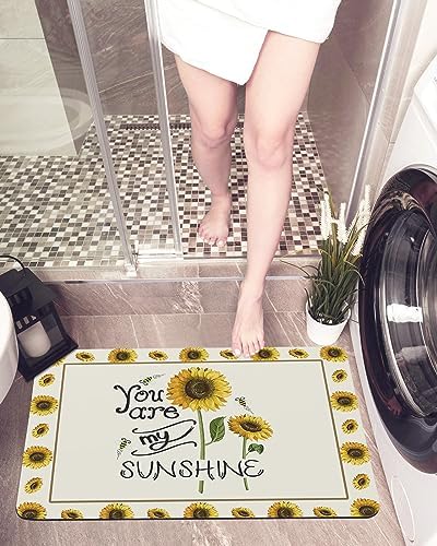 Idyllic Sunflower Bath Mat Non-Slip Washable 32x20In