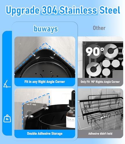 Buways 360 Rotating Corner Shower Caddy 2Pack