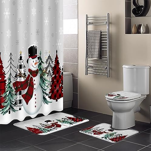 ZOE GARDEN Winter Snowman Shower Curtain Set
