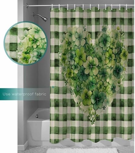 ZOE GARDEN Buffalo Plaid Love Shower Curtain Set 1
