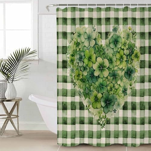 ZOE GARDEN Buffalo Plaid Love Shower Curtain Set 1