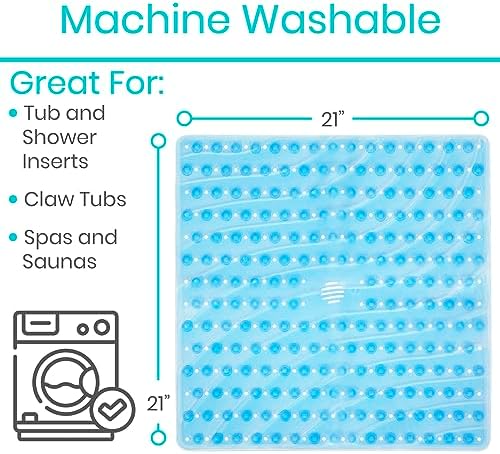 Vive Non-Slip Square Shower Mat with Suction Cups