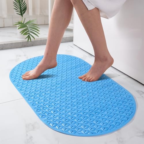 SELIBRE Oval Shower Mat with Suction Cups Blue 275x155