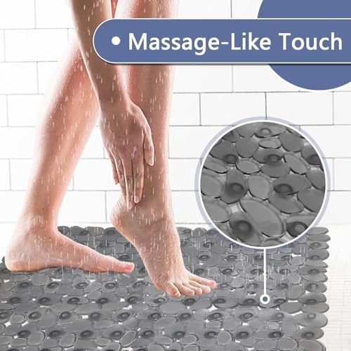 DONEHOS Translucent Grey 21x21 Inch Non-Slip Shower Mat