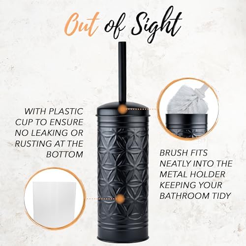 Autumn Alley Matte Black Toilet Brush and Trash Can Set