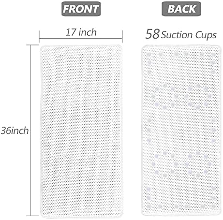 TJWODO Soft Foam Bath Mat with Suction Cups - 36 X 17 White