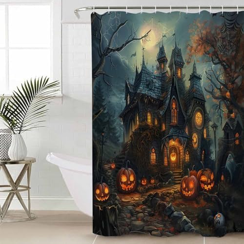 ZOE GARDEN Halloween Pumpkin Shower Curtain Set