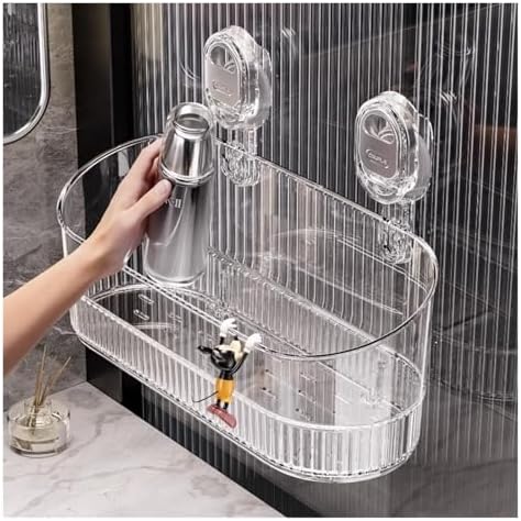 No Drill Bathroom Suction Storage Box with Large Capacity