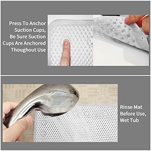 TJWODO Soft Foam Bath Mat with Suction Cups - 36 X 17 White
