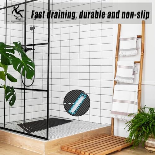 Locisne Non-Slip Shower Mat Black 169x256 Inch