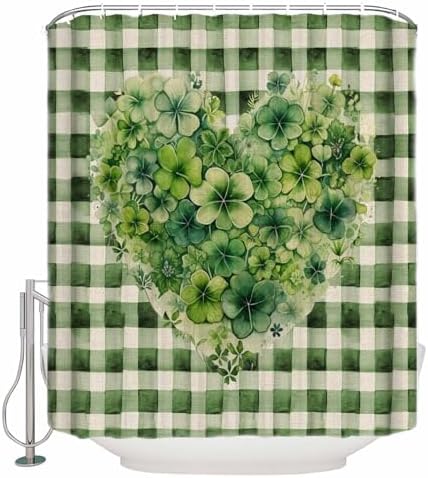 ZOE GARDEN Buffalo Plaid Love Shower Curtain Set 1