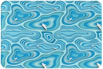 Abstract Gradient Blue Sea Fish Aqua Bath Mat 24x16