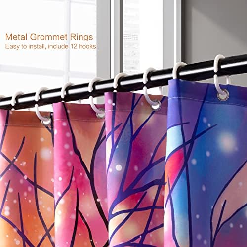 Lokigo Modern Tree and Birds Shower Curtain with 12 Hooks