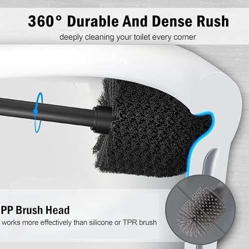 Indecor Home Brushed Nickel Toilet Bowl Brush with Holder 1