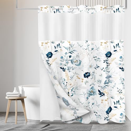 Tititex No Hooks Snap-in Liner Shower Curtain 72x72