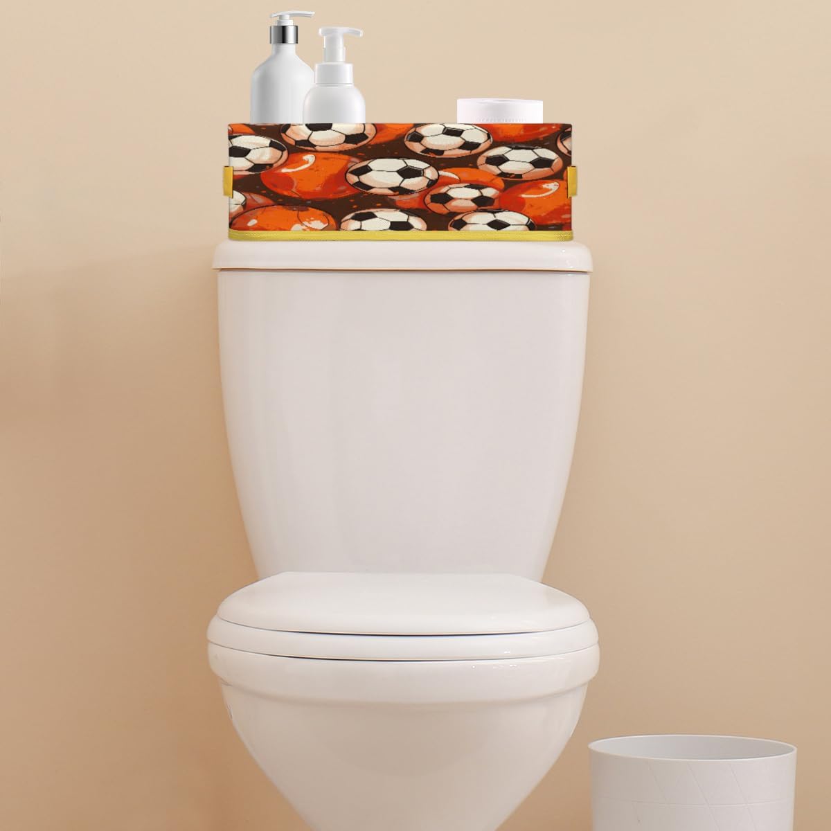 Skonsati Soccer Ball Toilet Paper Storage Basket with Handles