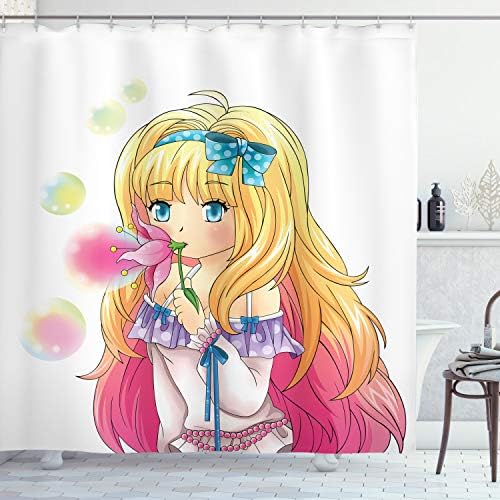 Ambesonne Anime Shower Curtain with 12 Hooks 69 x 70