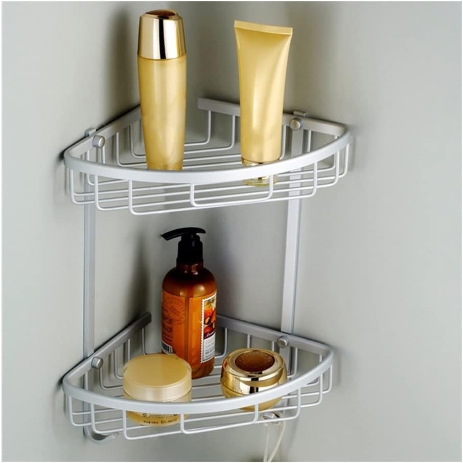 Aluminum Shower Caddy Double Tiers Triangle Bath Organizer