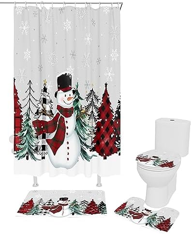 ZOE GARDEN Winter Snowman Shower Curtain Set