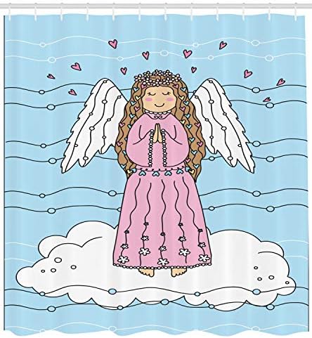 Ambesonne Angel Wings Shower Curtain Set with 12 Hooks