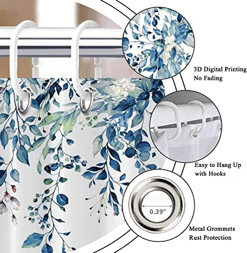 Eucalyptus Leaf Shower Curtain with 12 Hooks 1