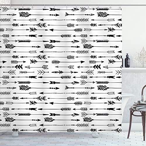 Ambesonne Arrows Shower Curtain Set 69 x 75 White Charcoal