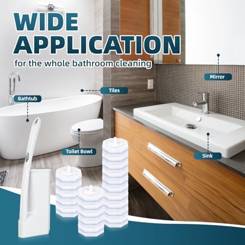 RLOW Disposable Toilet Brush Set with 20 Refills