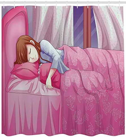 Ambesonne Anime Sleeping Girl Shower Curtain Set with Hooks