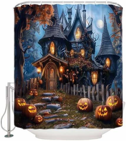 ZOE GARDEN Halloween Shower Curtain Set with Hook 72x84 1