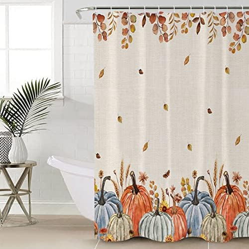ZOE GARDEN Fall Pumpkins Shower Curtain Set 48x72