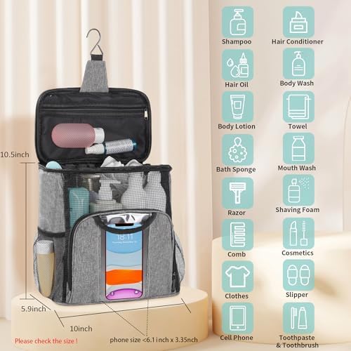 FURNIFE Mesh Shower Caddy Grey Dorm Room Essential