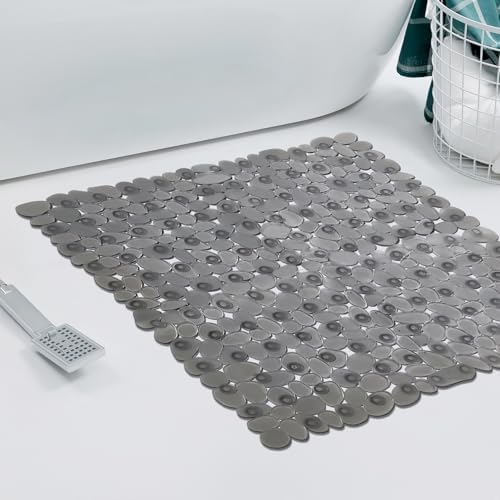DONEHOS Translucent Grey 21x21 Inch Non-Slip Shower Mat