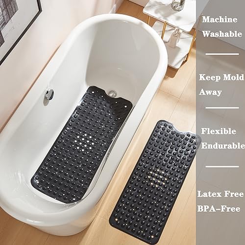 Yanzifly Extra Large Non-Slip Silicone Bath Mat - Black