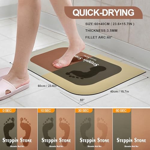 FathersDen Diatomite Stone Bath Mat - Non Slip 236x157 Brown