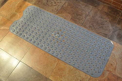 Bathmats Extra Long Non Slip PVC Shower Mat with Suction Cups 40x100cm Grey