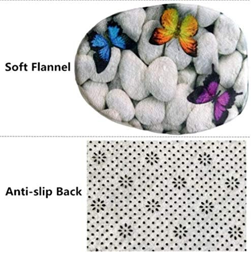 Uphome Bath Mat Leopard Stripe Black White Flannel Non-Slip