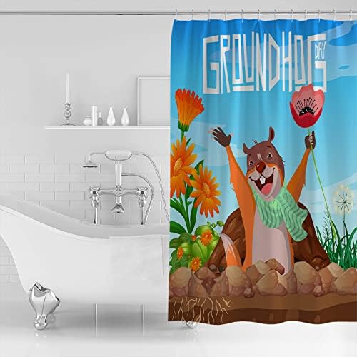 Groundhog Day Shower Curtain Set with Hook 60x72
