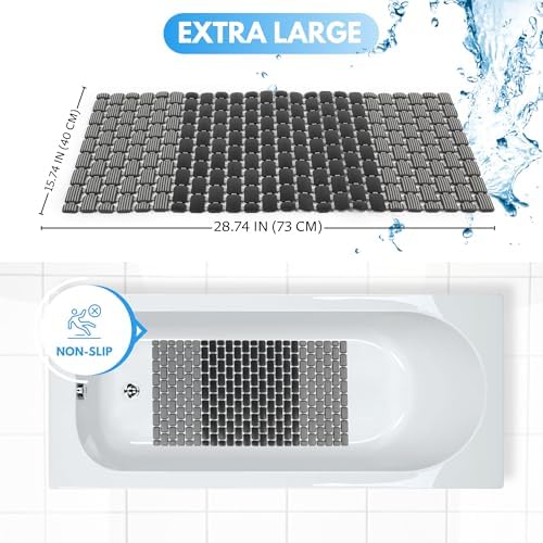 Non-Slip Shower Mat with Suction Cups and Drain Holes