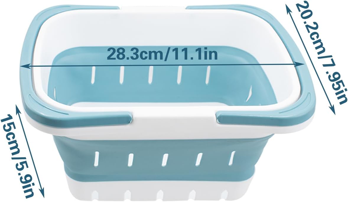 2 PCS Foldable Shower Caddy Baskets Grey and Blue