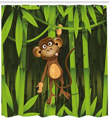Ambesonne Jungle Shower Curtain Set with 12 Hooks 1