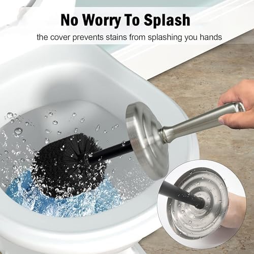 Indecor Home Brushed Nickel Toilet Bowl Brush with Holder 1