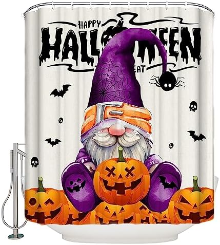 ZOE GARDEN Halloween Gnomes Shower Curtain Set